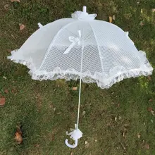 נשים מערביות סגנון הולו מתוך פרחוני תחרה מטריית חתונה כלה פתיחה ידנית פלר שמשייה ראפלס Trim רומנטי אבזרי(China)