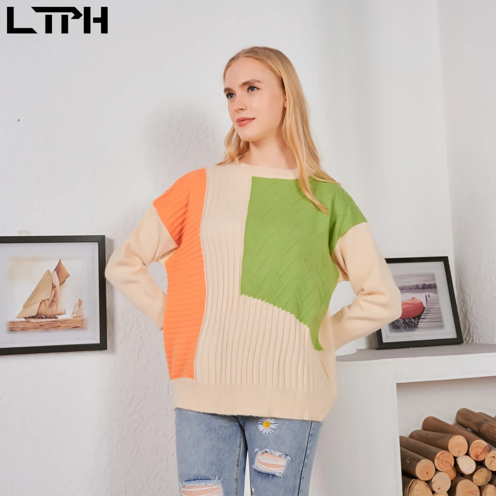 LTPH 2020 Autumn Winter new arrival vintage simple lazy style Loose woman sweaters hit color geometric Splicing sweater pullover
LTPH 2020 Autumn Winter new arrival vintage simple lazy style Loose woman sweaters hit color geometric Splicing sweater pullover