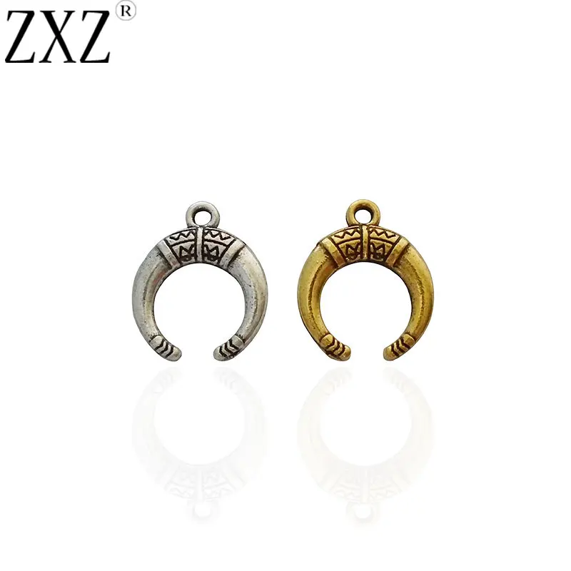 

ZXZ 50pcs Antique Gold Tone Ox Horn Crescent Moon Charms Pendants Beads for Necklace Bracelet Jewelry Making Findings