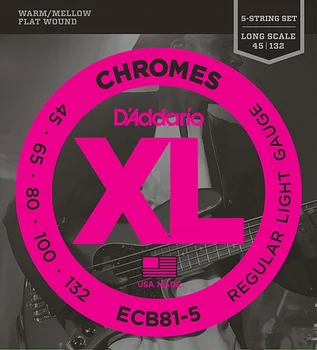 Ecb81-5 chromes string kit for 5 string bass guitar, light, 45-132, long scale, D'Addario
Ecb81-5 chromes string kit for 5 string bass guitar, light, 45-132, long scale, D'Addario
