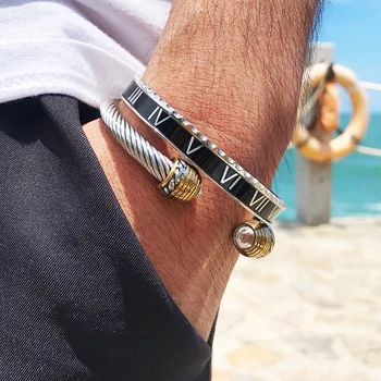 Outdoor Black Roman Numeral Bracelet Men's Cable Wire Rope Bracelet Stainless Steel Men Bangles Punk Street Jewelry Accessories
Outdoor Black Roman Numeral Bracelet Men's Cable Wire Rope Bracelet Stainless Steel Men Bangles Punk Street Jewelry Accessories