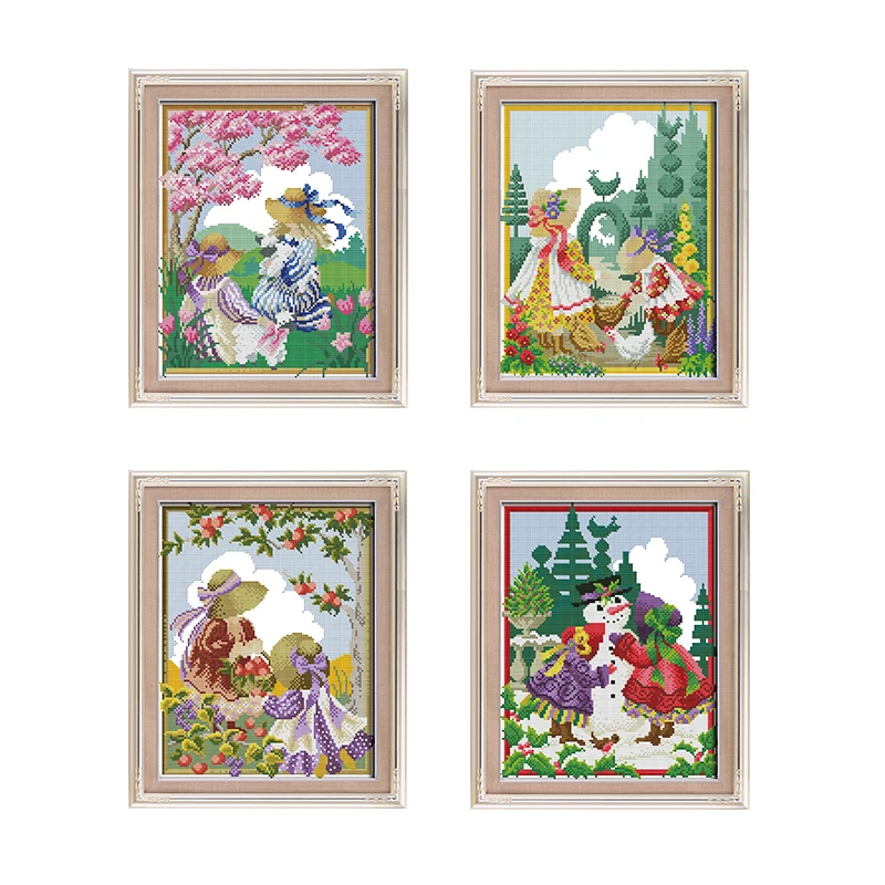 Картины Joy Sunday Four Seasons для девушек картины 11CT 14CT наборы вышивки сделай сам