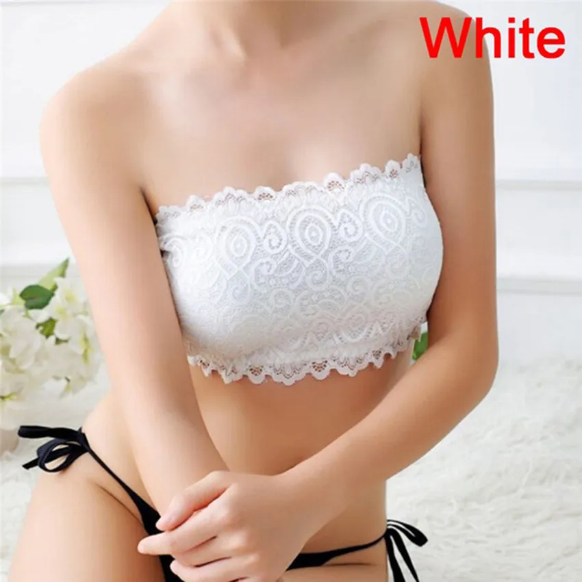 Women's Sexy Lace Casual Crop Top Strapless Seamless Solid Padded Bras Bralette dropshipping