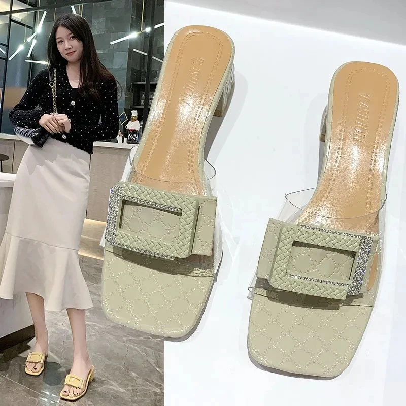 Sexy Transparent Casual Sandals For Women Summer New Trend Non-slip Slippers Square Head Open Toe Chunky Heel High Heels Female
Sexy Transparent Casual Sandals For Women Summer New Trend Non-slip Slippers Square Head Open Toe Chunky Heel High Heels Female