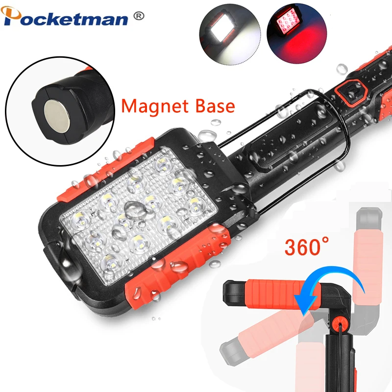 Portable LED Work Light Magnetic Flashlight USB Rechargeable Repair Work Lamp 13*SMD Red Light Torch Hanging Hook Torch
Portable LED Work Light Magnetic Flashlight USB Rechargeable Repair Work Lamp 13*SMD Red Light Torch Hanging Hook Torch
