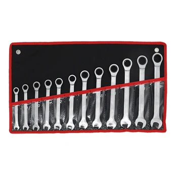 12pcs 8-19MM Ratchet Combination Wrench Set with a cloth bag Fine Teeth Gear Nut Auto Repairing Spanner Hand Tool Set
12pcs 8-19MM Ratchet Combination Wrench Set with a cloth bag Fine Teeth Gear Nut Auto Repairing Spanner Hand Tool Set