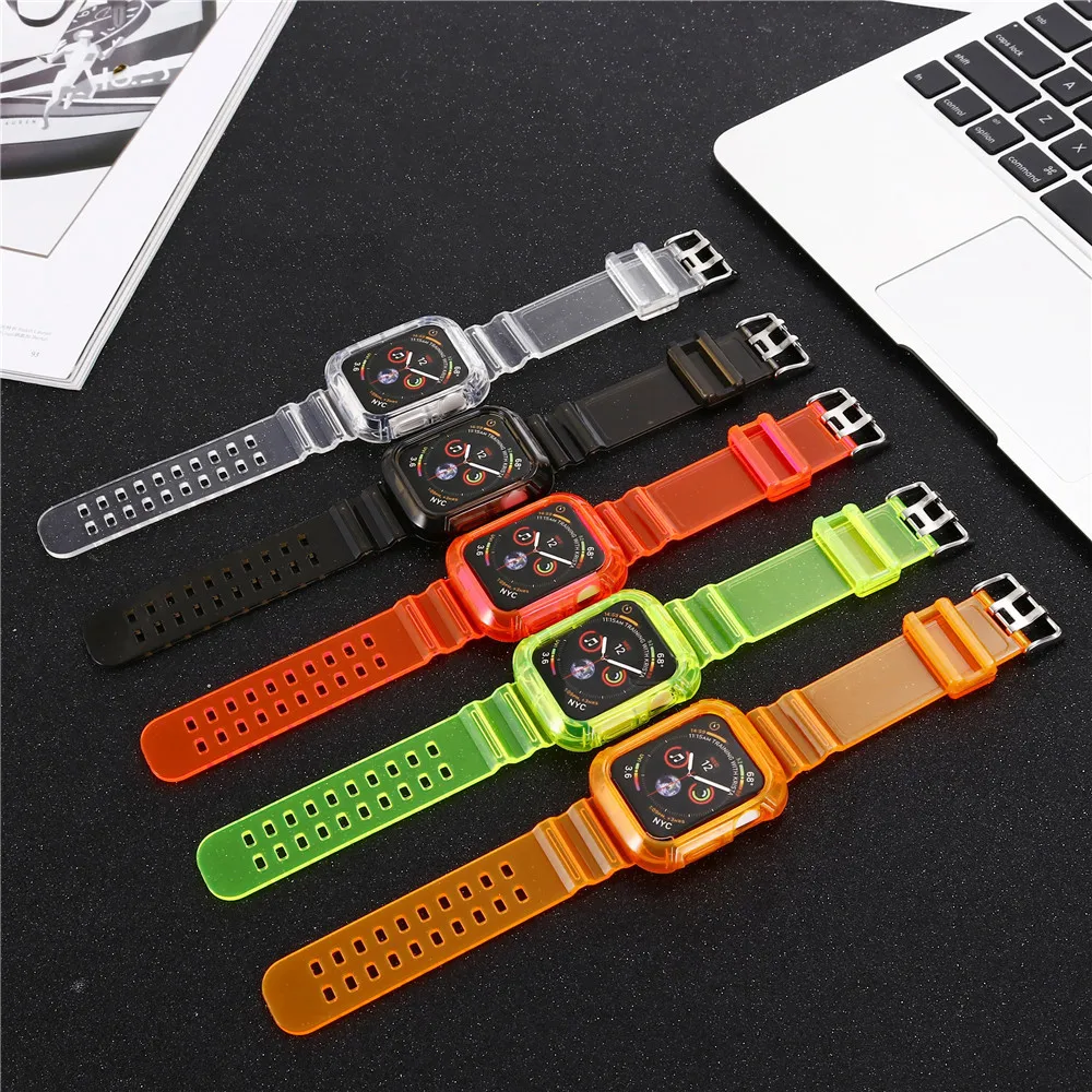 Ремешок силиконовый прозрачный для Apple Watch Band Series 1 2 3 4 5 спортивный браслет Iwatch 38