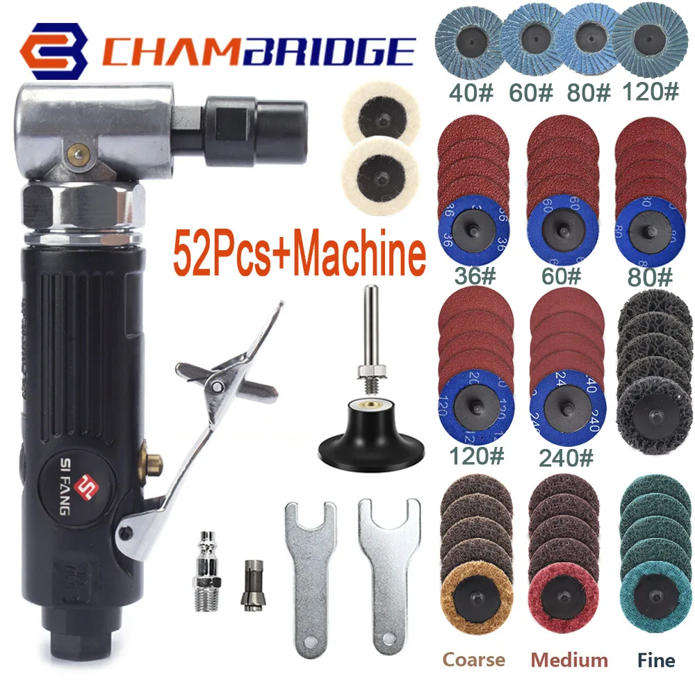 Micro Air Angle Die Grinder 90 Degree Pneumatic Grinding Sander with 2''Grinding Disc Power Tools Engraving Kits | Инструменты