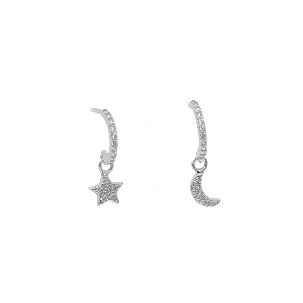 

Fine Lovely real 925 sterling Silver Moon star Stud Earrings for Women Korean Minimalist Earrings Jewelry Accessories