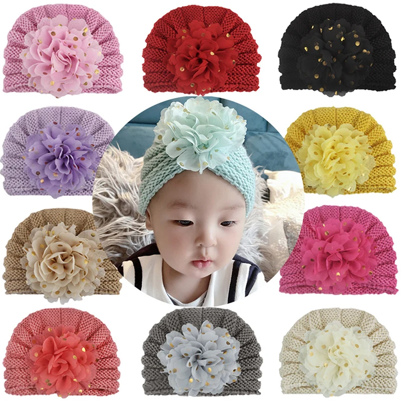 Cute Knitted Winter Baby Hat for Girls Candy Color Bonnet Enfant Beanie Turban Hats Newborn Cap Boys Accessories | Аксессуары для