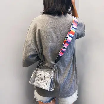 Ladies Casual Crossbody Bags Sequins Transparent PVC Shoulder Messenger Bags for Decorating Casual Shopping Traveling 
Ladies Casual Crossbody Bags Sequins Transparent PVC Shoulder Messenger Bags for Decorating Casual Shopping Traveling