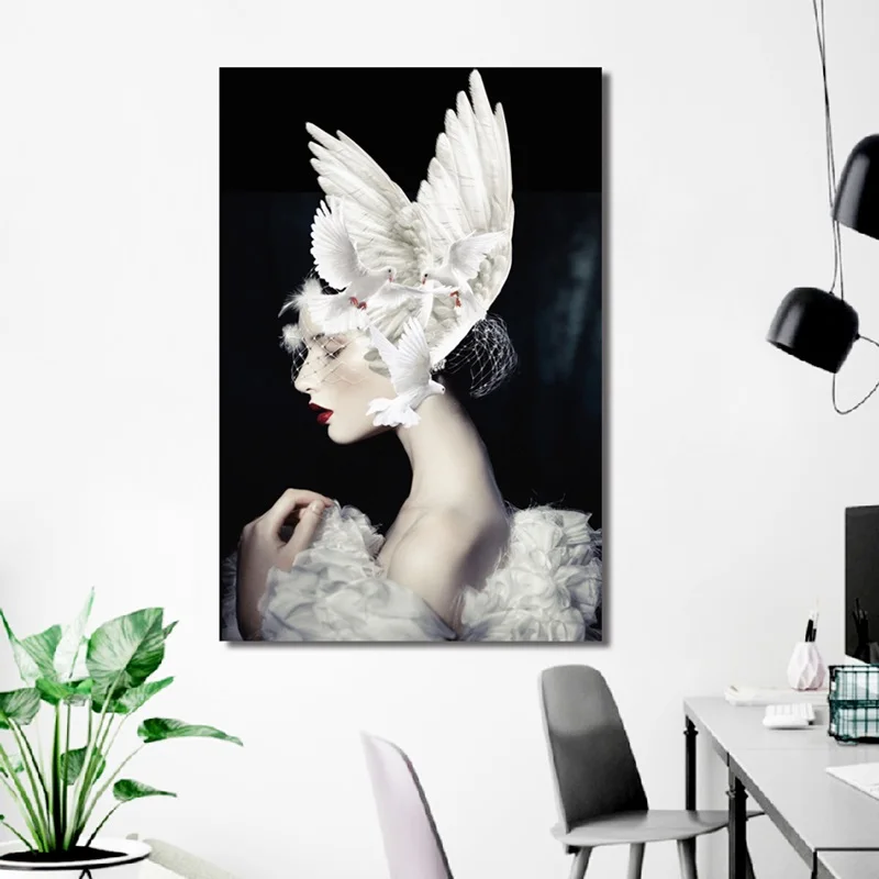 Nordic Style Feather Hat Beautiful Woman Pigeons Canvas Painting Posters And Prints Wall Pictures For Living Room Decoration
Nordic Style Feather Hat Beautiful Woman Pigeons Canvas Painting Posters And Prints Wall Pictures For Living Room Decoration