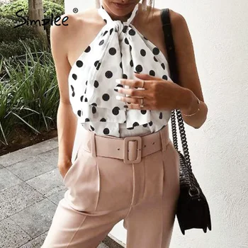 Simplee Sexy sleeveless chiffon party blouse tops Women polka dot print short tops shirts Summer holiday beach high street tops
Simplee Sexy sleeveless chiffon party blouse tops Women polka dot print short tops shirts Summer holiday beach high street tops