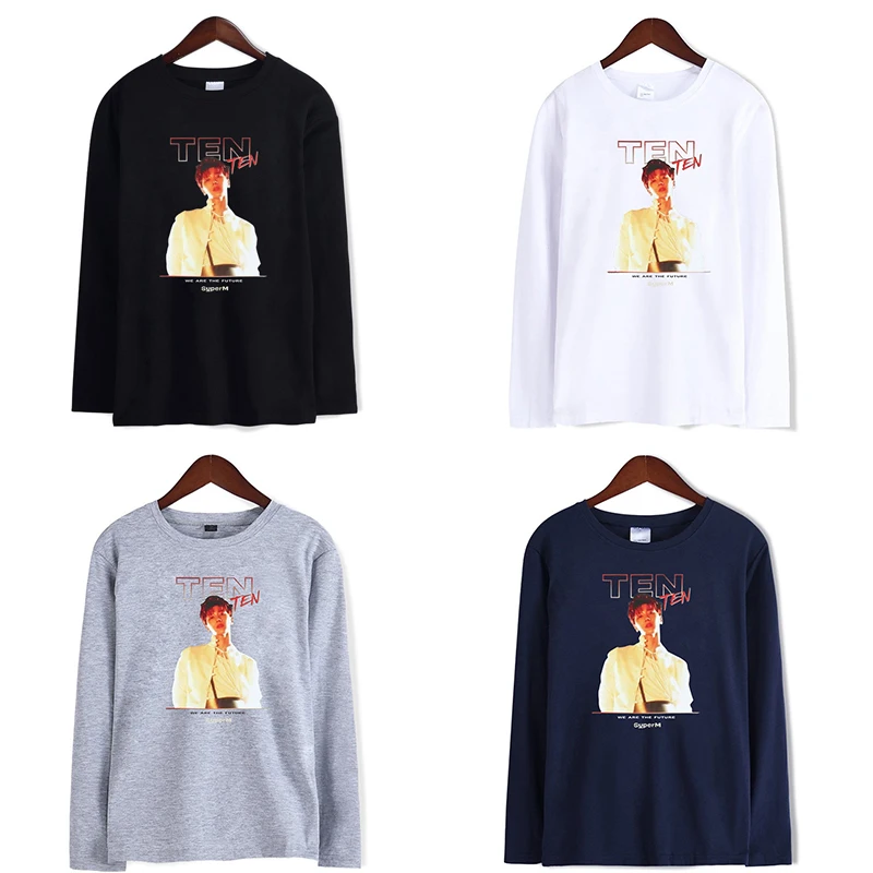 

TEN Super Kpop T-shirts Sport Fashion Hip Hop Men Women T Shirts Tee Shirt Long Sleeve Male T-shirt Sweatshirt Top Plus Size 4XL