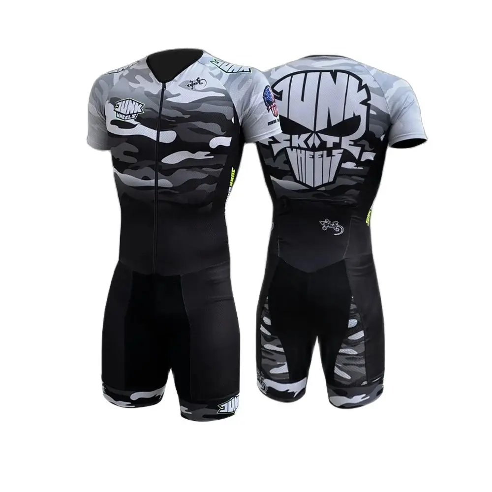 

JUNK Wheels 2021 Men Short Sleeve Triathlon Suit Speed Inline Roller Skate Skinsuit Fast Skating Clothing Without Cushion Dress