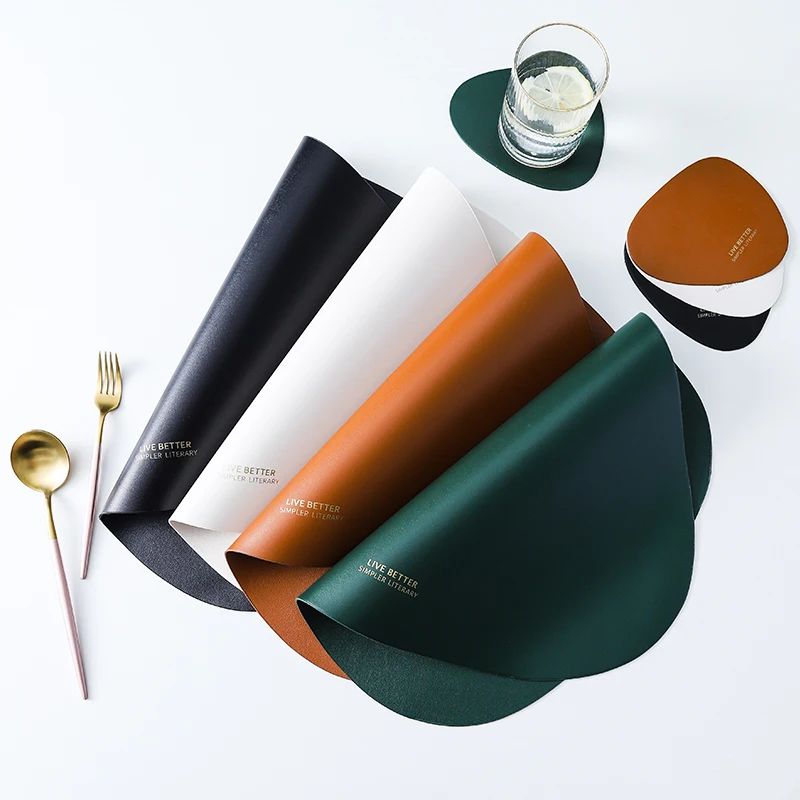 Leather Tableware Pads Table Mat Nordic Dinette Mat Table Placemat Triangle Elliptical Pad Waterproof Oil Insulated Dining
Leather Tableware Pads Table Mat Nordic Dinette Mat Table Placemat Triangle Elliptical Pad Waterproof Oil Insulated Dining