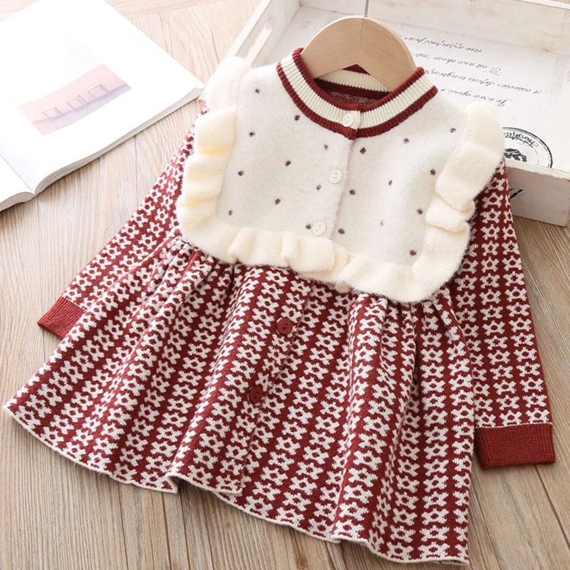 New Baby Girls Dress Long-sleeved Knitted Sweater Dress Baby Autumn Winter children's clothing Flower pattern
New Baby Girls Dress Long-sleeved Knitted Sweater Dress Baby Autumn Winter children's clothing Flower pattern