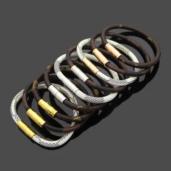 Wholesale V Leather Bracelet Plaid Bracelet titanium steel Leather Bracelet magnetic clasp couple Leather Bracelet 
Wholesale V Leather Bracelet Plaid Bracelet titanium steel Leather Bracelet magnetic clasp couple Leather Bracelet