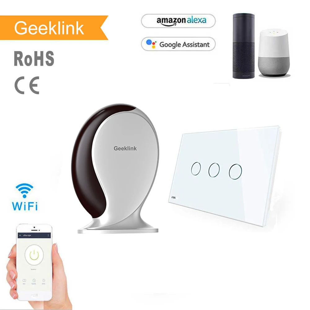 Geeklink FBB Wall Touch US Version 1 2 3 Gang Smart Home Intelligent Wireless Remote Switch By IOS Android Feedback Switch
Geeklink FBB Wall Touch US Version 1 2 3 Gang Smart Home Intelligent Wireless Remote Switch By IOS Android Feedback Switch