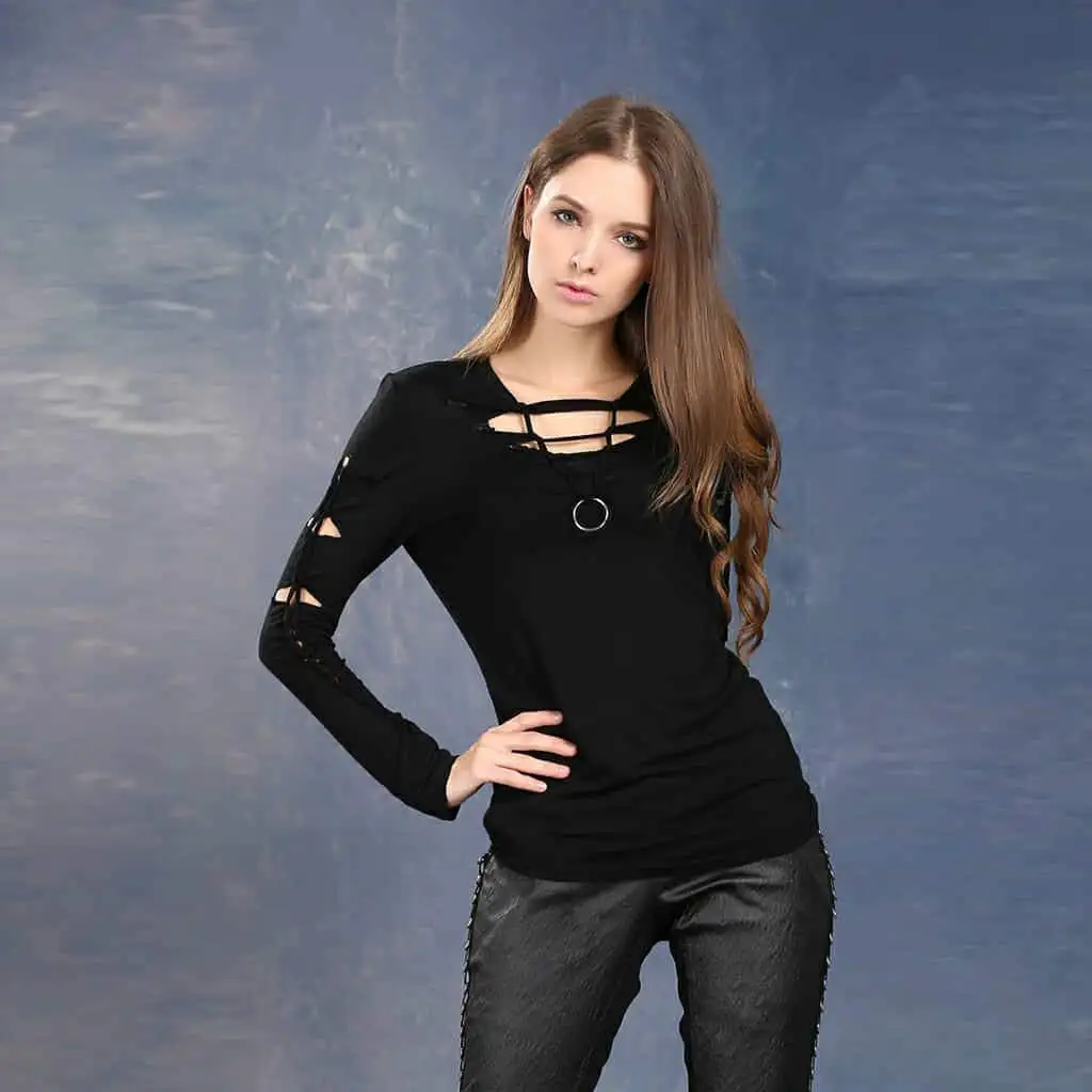 Distressed long sleeve shirt women's Clearance