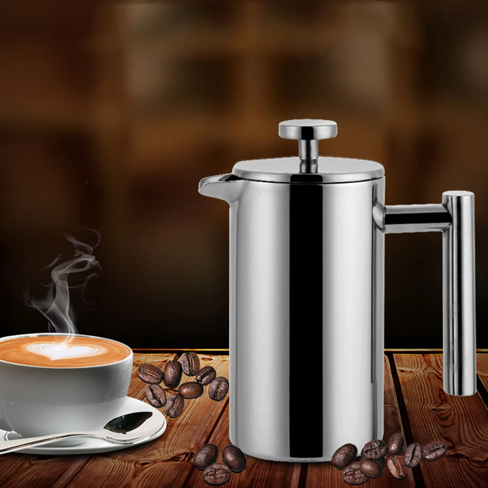French Press Coffee Tea Maker High Quality Double Wall Stainless Steel Insulated Coffee Tea Maker Pot With One Filter Baskets
French Press Coffee Tea Maker High Quality Double Wall Stainless Steel Insulated Coffee Tea Maker Pot With One Filter Baskets