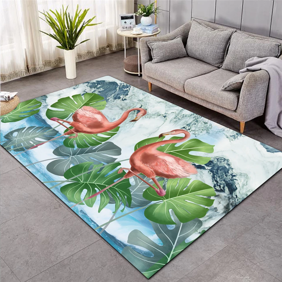 

Fashion Flamingo Tropical Leaf Leaves Printed Carpet Bedroom Large Area Rug Non-slip For Living Room Home Alfombra Tapis Salon01