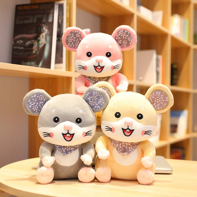 Фото New 28/38/58CM Kawaii Smile Mouse Plush Toy Soft Stuffed Animal Scarf Mice Rat Doll for Children Girls Baby Birthday Xmas Gifts | Игрушки и