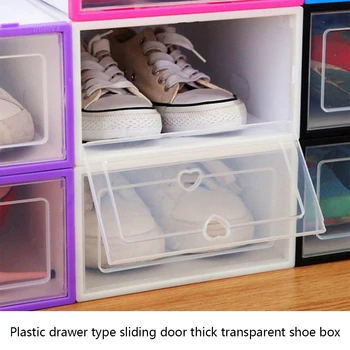 6PCS/Set Flip Thickened Shoes Transparent Drawer Case Plastic Shoe Boxes Stackable Storage Shoe Box Storage Organizer Dropship