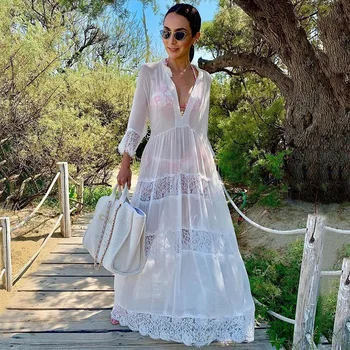 Coverup Covered Woman Summer Swimwear Women's Plus Size Beach Cover Up Dresses Women 2019 New Spell Lace Chiffon Dress Loose
Coverup Covered Woman Summer Swimwear Women's Plus Size Beach Cover Up Dresses Women 2019 New Spell Lace Chiffon Dress Loose