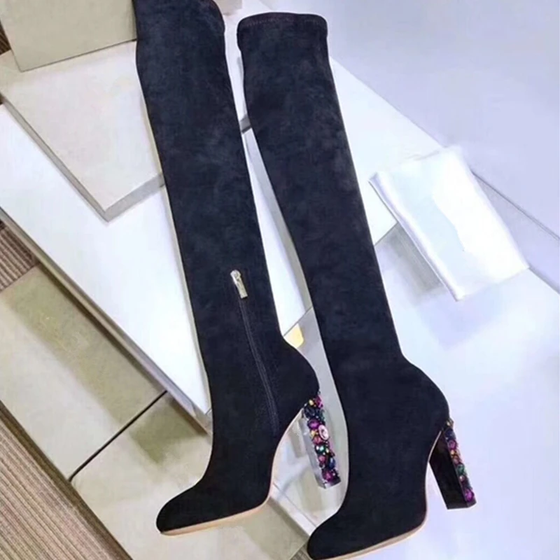 Brand Caystal Over The Knee Boots Winter Hot New Style Stretch Long Shoes Woman Elastic Boots Platform Shoes Female Square Heels 
Brand Caystal Over The Knee Boots Winter Hot New Style Stretch Long Shoes Woman Elastic Boots Platform Shoes Female Square Heels