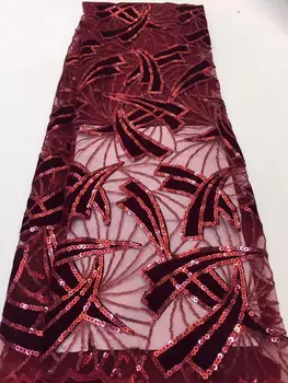 wine Nigeria Latest Design Velvet Lace Fabric 5 Yards/pcs High Quality African Lace Sequins For Party Dress FFZ92
wine Nigeria Latest Design Velvet Lace Fabric 5 Yards/pcs High Quality African Lace Sequins For Party Dress FFZ92