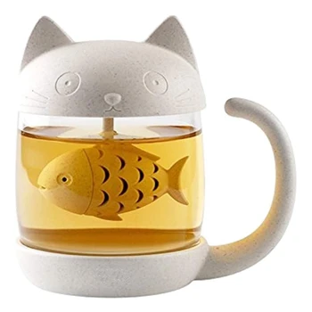 Cute Cat Glass Cup Tea Mug with Fish Tea Infuser Strainer Filter-250ML(8 OZ)-(Beige)
Cute Cat Glass Cup Tea Mug with Fish Tea Infuser Strainer Filter-250ML(8 OZ)-(Beige)