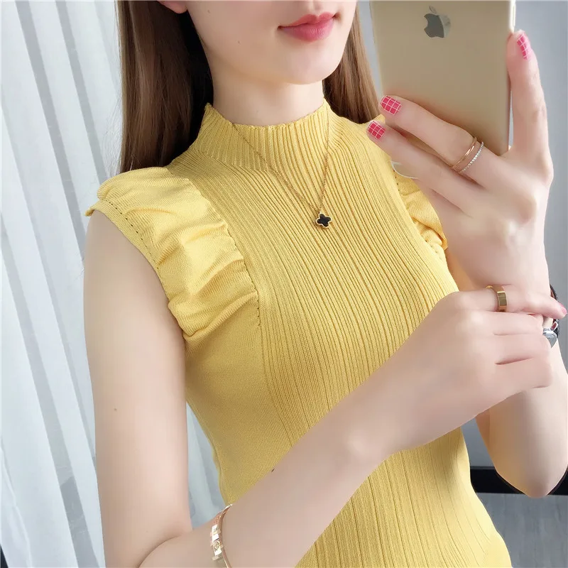 top for women's 2021 spring new half high collar suit with base inside and short ice silk knitted vest outside
top for women's 2021 spring new half high collar suit with base inside and short ice silk knitted vest outside
