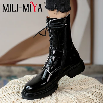 MILI-MIYA New Arrival Women Cow Leather Ankle Boots Round Toe Square Heels Solid Color Zipper Motorcycle Shoes Size 34-40
MILI-MIYA New Arrival Women Cow Leather Ankle Boots Round Toe Square Heels Solid Color Zipper Motorcycle Shoes Size 34-40