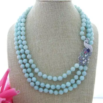 S112912 18''-21" 3 Strands Round Amazonite CZ Necklace 
S112912 18''-21" 3 Strands Round Amazonite CZ Necklace