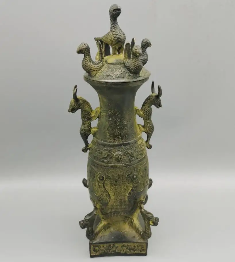 Китайская Бронзовая старинная статуя бутылка в форме птицы ручной работы 
Китайская Бронзовая старинная статуя бутылка в форме птицы ручной работы