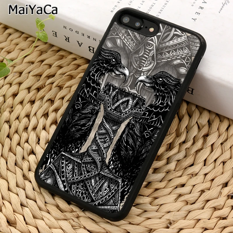 MaiYaCa чехол для телефона с изображением викингов Thors hammer thor thunder god crow iPhone 5 6 7 8 plus 11 12