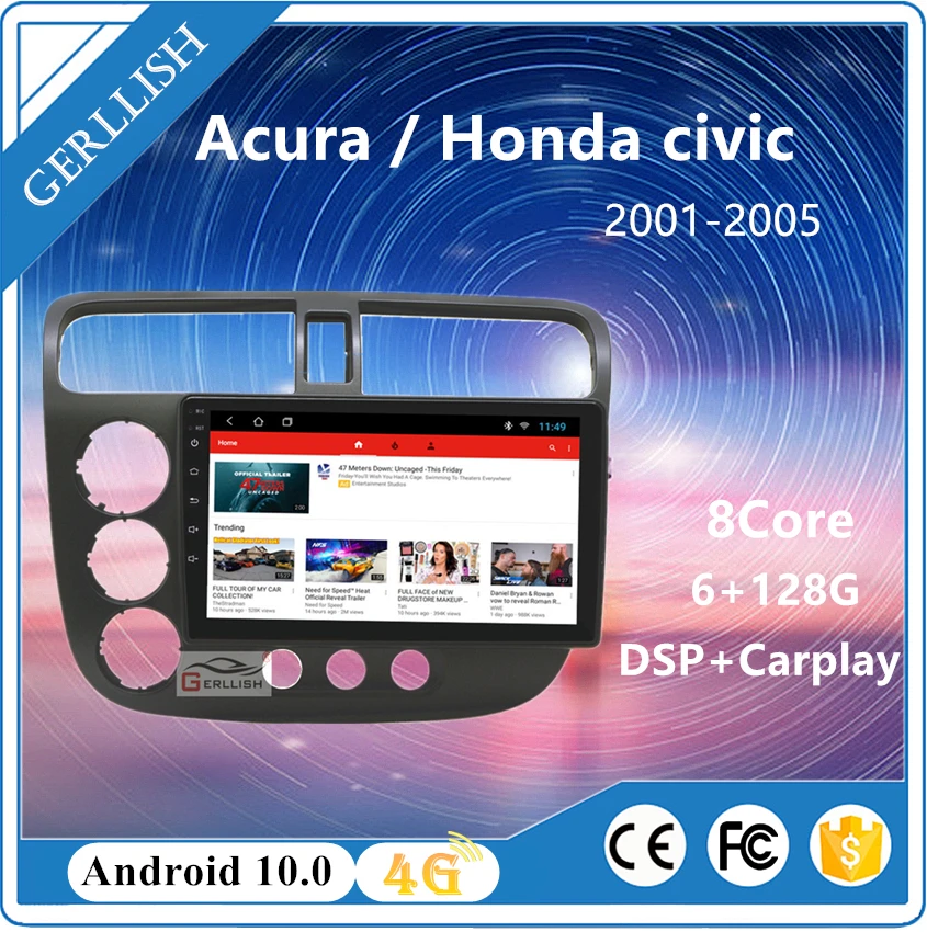 Автомобильный мультимедийный плеер на Android с GPS для Acura / honda civic 2001-2004 2005