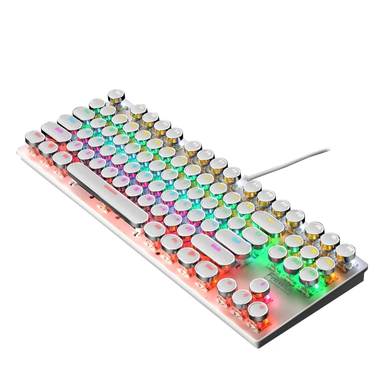 Wired 87 Keys Green Axis Punk Mechanical Keyboard Metal Panel Round Keycap RGB LED Backlight USB Gamer Keyboard
Wired 87 Keys Green Axis Punk Mechanical Keyboard Metal Panel Round Keycap RGB LED Backlight USB Gamer Keyboard