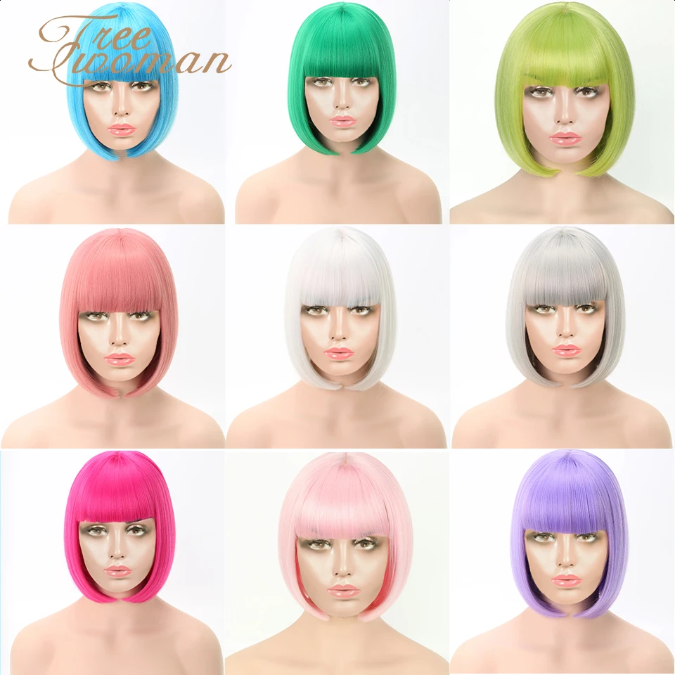 FREEWOMAN Synthetic Short Wigs For Black Women Fake Hair Wig With Bangs Women's Short Wigs Natural Pink Blonde Bob Wig Female
FREEWOMAN Synthetic Short Wigs For Black Women Fake Hair Wig With Bangs Women's Short Wigs Natural Pink Blonde Bob Wig Female
