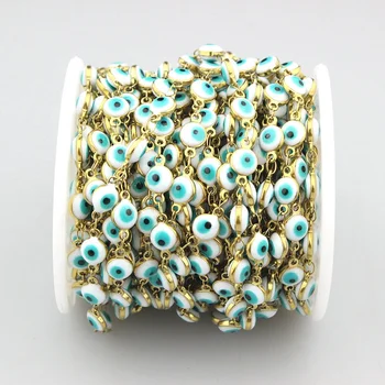 10m 1roll/lot Fashion beaded rosary chain, gold plating eye shape rosary chain, necklace/bracelet jewelry component
10m 1roll/lot Fashion beaded rosary chain, gold plating eye shape rosary chain, necklace/bracelet jewelry component