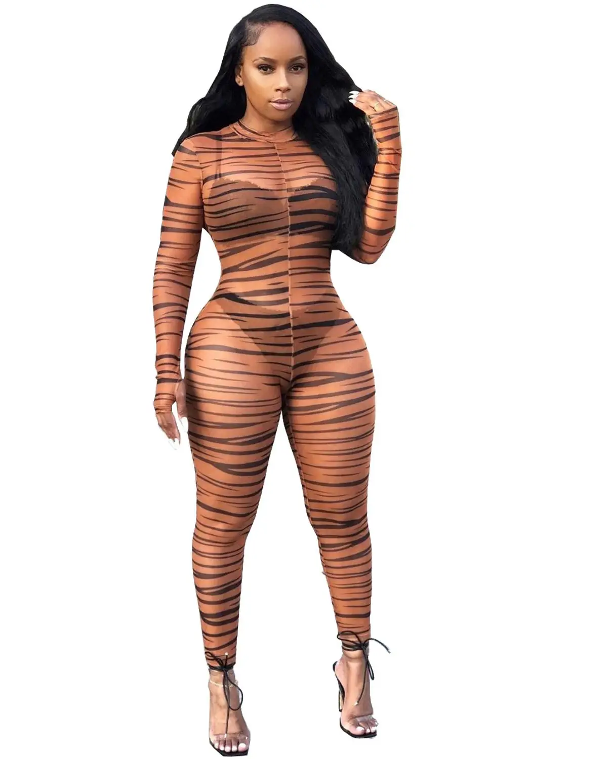 Echoine Sexy Sheer Mesh Women Jumpsuit stripe Printed Slim Bodycon Female Rompers Party Club Outfits Overalls ELegant Playsuit
Echoine Sexy Sheer Mesh Women Jumpsuit stripe Printed Slim Bodycon Female Rompers Party Club Outfits Overalls ELegant Playsuit