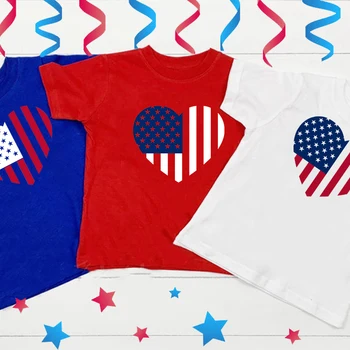 미국 독립 기념일 셔츠 7 월 4 일 키즈 셔츠 러브 플래그 셔츠 여아 남아용 패트리스틱 탑스 선물용