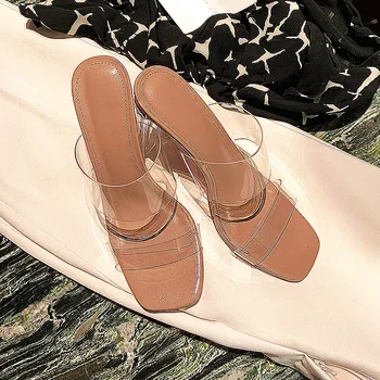 Sheepskin transparent high-heeled sandals, simple and fashionable, thick-heeled banquet slippers, crystal shoes, 2020 new
Sheepskin transparent high-heeled sandals, simple and fashionable, thick-heeled banquet slippers, crystal shoes, 2020 new