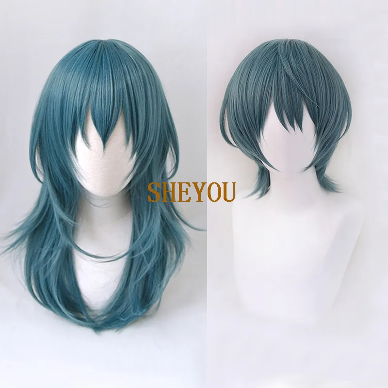 

Fire Emblem: ThreeHouses Byleth Wig Cosplay Costume Heat Resistant Synthetic Hair Men Women Blue Green Hair Wigs + Wig Cap