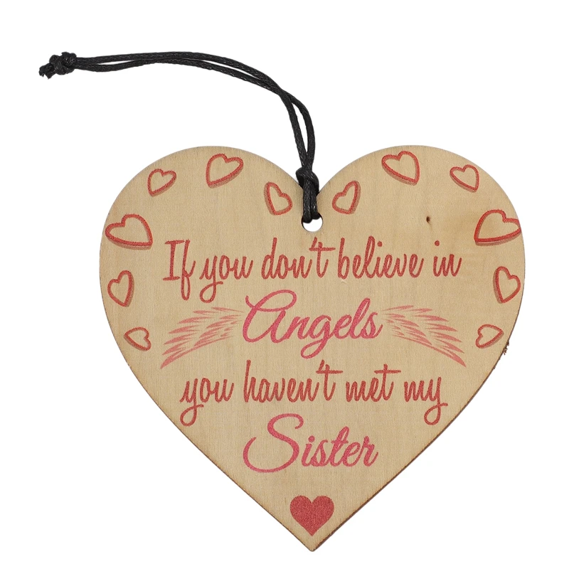 sister an angel wooden hanging heart cute love heart plaque gi