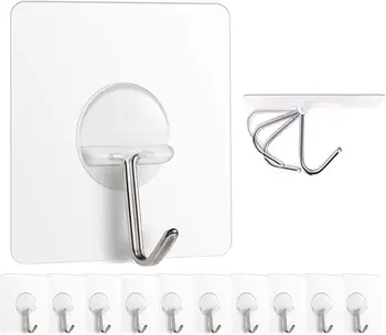 10pcs Adhesive Hook Transparent Seamless Stainless Steel Ultra Strong Wall Hooks for Kitchen Bathroom Ceiling Door Utility Hooks
10pcs Adhesive Hook Transparent Seamless Stainless Steel Ultra Strong Wall Hooks for Kitchen Bathroom Ceiling Door Utility Hooks