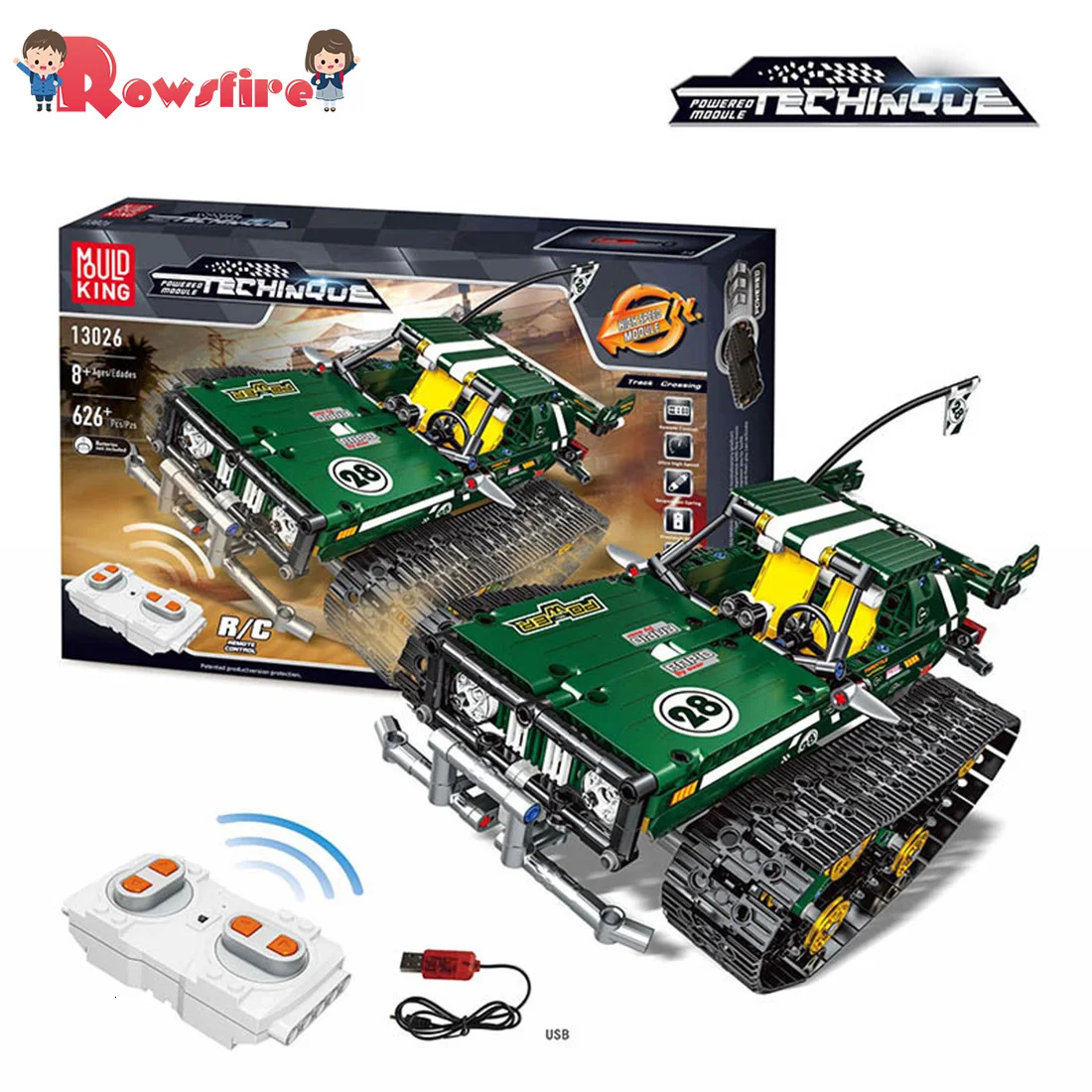 2.4G APP Controlled RC Tracked Racer High Speed Shock Absorption Building Block Caterpillar Vehicle - Green
2.4G APP Controlled RC Tracked Racer High Speed Shock Absorption Building Block Caterpillar Vehicle - Green