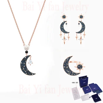 

Fashion Jewelry SWA New SYMBOLIC Set Rose Gold Fresh Night Sky Moon And Stars Decoration Crystal Female Set Romantic Gift
