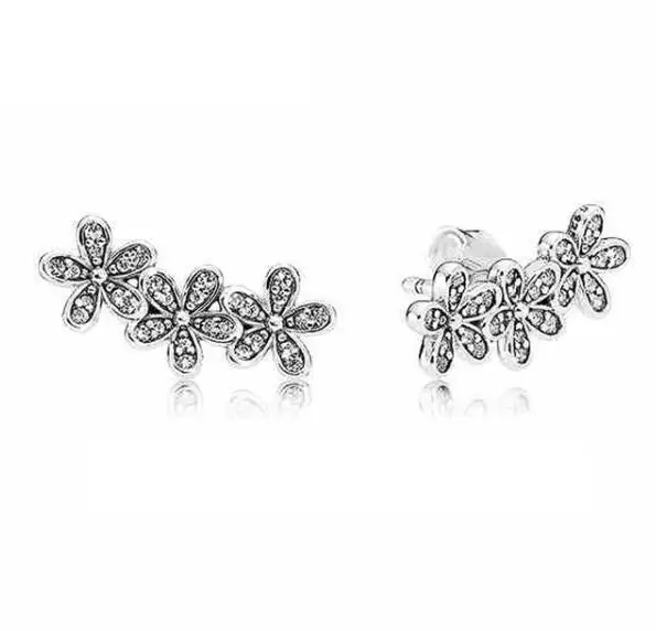 

Original 925 Sterling Silver Earring Dazzling Daisy Clusters With Crystal Studs Earring For Women Wedding Gift Pandora Jewelry